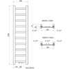 Schemat techniczny przedstawia grzejnik łazienkowy o wymiarach 1200 x 300 mm z oznaczeniami: "WIDOK Z GÓRY", "WIDOK Z DOŁU", "G 1/2”", oraz wymiarami 250 mm, 74 mm, 30 mm, 125 mm, 50 mm i 10x 30x10.
