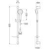Schemat techniczny przedstawia wymiary baterii prysznicowej z zestawem prysznicowym, z oznaczeniami: 800 mm, 22 mm, 230 mm, 1500 mm, 84 mm, 105 mm oraz G1/2. Produkt to "Mexen Milo DF05 bateria prysznicowa z zestawem prysznicowym, złota - 7134R05-50".