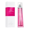 Na zdjęciu znajduje się różowy flakon perfum oraz biało-różowe opakowanie z napisem "Very Irresistible Eau de Toilette". Na opakowaniu i flakonie widoczne jest logo "Givenchy" oraz oznaczenie pojemności "75 ml, 2.5 FL. OZ.".