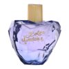 Fioletowy flakon perfum o nieregularnym, kryształowym kształcie z złotym napisem "Lolita Lempicka" na froncie. Złoty korek wieńczy butelkę.