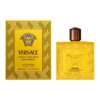 Żółte opakowanie i flakon perfum z wytłoczonym wzorem oraz głową Meduzy, na opakowaniu widnieje napis: "VERSACE EROS ENERGY pour homme, Eau de Parfum, Natural Spray, 200 ml, 6.7 US fl. oz.". Flakon ma podobny wzór i napis: "VERSACE EROS ENERGY, Eau de Parfum".