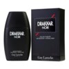 Czarne opakowanie i flakon perfum z białym napisem "DRAKKAR NOIR" oraz mniejszym tekstem "Eau de Toilette Vaporisateur - Natural Spray". Na dole widnieje napis "Guy Laroche Paris" oraz oznaczenie pojemności "50 ml 1.7 FL. OZ".