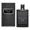 Na zdjęciu widoczna jest butelka i opakowanie perfum "Jimmy Choo Man Intense". Na opakowaniu i butelce znajduje się tekst: "JIMMY CHOO MAN INTENSE" oraz "EAU DE TOILETTE 100 ml e 3.3 FL. OZ.".
