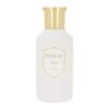 Biały flakon perfum z złotym korkiem, na którym widnieje napis "PRIVEE No4 EAU DE PARFUM". Flakon ma elegancki, minimalistyczny design z delikatnym złotym obramowaniem wokół napisu.