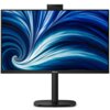 Na zdjęciu widoczny jest monitor z wyświetlaczem prezentującym dynamiczny, niebieski wzór przypominający wir. Na dolnej ramce monitora znajduje się logo "PHILIPS".
