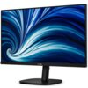 Monitor marki PHILIPS z wyświetlaczem o dynamicznym, niebieskim wzorze. Na dolnej ramce widoczne jest logo "PHILIPS".