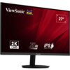 Monitor z czarną ramką i podstawą, na ekranie widoczne logo "ViewSonic" oraz kolorowe ptaki. Na czerwonym tle znajdują się napisy: "2K QHD", "75 Hz", "IPS SuperClear" oraz "27"".