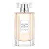 Przezroczysty flakon perfum z prostokątną etykietą, na której widnieje napis "LES FLEURS DE LANVIN PARIS Sunny Magnolia". Flakon ma elegancki, żłobiony design i przezroczystą zatyczkę.
