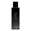 Czarny flakon perfum z wytłoczonym logo "YSL" na przedniej stronie, poniżej widoczny napis "EAU DE PARFUM".