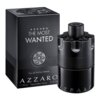 Czarne opakowanie i flakon perfum o cylindrycznym kształcie z napisem "AZZARO THE MOST WANTED Eau de Parfum Intense" oraz logo z literami "AZZARO". Na opakowaniu widnieje również informacja "100 ml Vaporizateur Spray 3.4 Fl. Oz".