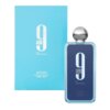 Błękitne opakowanie i flakon perfum z napisem "9 am Dive" oraz "AFNAN" na obu elementach. Na opakowaniu widnieje dodatkowy tekst: "eau de parfum vaporisateur 100 ml, 3.4 fl. oz.".