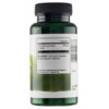 Zielona butelka z czarną zakrętką zawiera etykietę z napisem: "1 kapsułka, Gymnema sylvestre (liście) 400 mg". Na etykiecie widnieje również: "SKŁADNIKI: Gymnema sylvestre, otoczka kapsułki: żelatyna" oraz "DISTRIBUTED BY SWANSON HEALTH PRODUCTS, Fargo, ND 58104 USA, 1-800-437-4148".