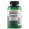 Zielona butelka z czarną zakrętką zawiera suplement diety, na etykiecie widnieje napis "Supplement Facts" oraz informacje o składzie: "Serving Size 1 Capsule", "L-Tyrosine 500 mg*", a także inne składniki jak "Gelatin, microcrystalline cellulose (plant fiber), magnesium stearate, silica". Na dole etykiety znajduje się informacja o dystrybutorze: "DISTRIBUTED BY SWANSON HEALTH PRODUCTS".