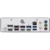 Tylny panel płyty głównej z różnorodnymi portami, w tym HDMI, DisplayPort, USB 10G, USB 5G, złączem Ethernet 5G, oraz trzema gniazdami audio oznaczonymi jako "OUT", "IN" i "MIC IN". Na panelu widoczne jest logo producenta oraz oznaczenia "WiFi" i "5G".