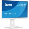 Biały monitor marki iiyama z serii ProLite XUB2293HSU, o przekątnej 21,5 cala, wyświetla na ekranie informacje: "21.5” 54.5 cm, IPS, 1920x1080, 15cm, 2x2W". Na obudowie widoczne jest logo iiyama.