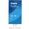 Monitor o białej ramce z wyświetlaczem pokazującym niebieski ekran z białym tekstem: "iiyama ProLite XUB2293HSU", "21.5” 54.5cm", "IPS 1920x1080", "15cm", oraz ikoną głośnika z napisem "2x2W". Na ramce widoczne jest logo "iiyama".