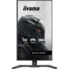 Monitor marki iiyama z serii G-Master, model GB2441HSU, wyświetla grafikę z futurystycznym hełmem oraz tekst: "24” 60.5cm, IPS 1920x1080, 144Hz, 1ms" i "BLACK HAWK™".
