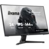 Monitor z widocznym logo "iiyama" oraz napisami: "G-Master G2441HSU", "24” 60.5cm", "IPS", "1920x1080", "144Hz", "1ms", "BLACK HAWK™". Na ekranie znajduje się grafika przedstawiająca futurystyczną postać w hełmie.