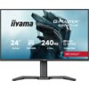 Monitor marki iiyama z serii G-Master GB2471HS-B1 o przekątnej 23,8 cala, rozdzielczości 1920x1080 pikseli, technologii IPS, częstotliwości odświeżania 240 Hz i czasie reakcji 0,3 ms [MPRT]. Na ekranie widoczne są napisy: "24” 60.5cm", "FAST IPS", "1920x1080", "240Hz", "0.3ms", "NVIDIA G-SYNC COMPATIBLE", "RED EAGLE™".