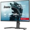 Monitor marki iiyama z serii G-Master GB2471HS-B1 o przekątnej 23,8 cala, rozdzielczości 1920x1080 pikseli, technologii IPS, częstotliwości odświeżania 240 Hz i czasie reakcji 0,3 ms, z logo NVIDIA G-SYNC Compatible oraz oznaczeniem RED EAGLE. Na ekranie widoczna jest grafika przedstawiająca futurystyczną postać.