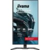 Monitor z widocznym logo "iiyama" oraz napisami: "G-Master GB2771HSU", "27” 68.5cm", "FAST IPS 1920x1080", "240Hz 0.4ms", "NVIDIA G-SYNC Compatible" i "RED EAGLE™". Tło przedstawia futurystyczny motyw z elementami mechanicznymi.