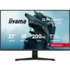 Monitor z wyświetlonymi informacjami: "iiyama G-Master G2771QS", "27” 68.5cm", "FAST IPS", "2560x1440", "200Hz", "0.5ms", "NVIDIA G-SYNC COMPATIBLE", "RED EAGLE". W tle widoczna jest futurystyczna grafika.