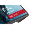 Fragment monitora z widocznym napisem "nvidia G-SYNC COMPATIBLE" oraz czerwonym paskiem z tekstem "RED EAGLE™". Tło jest w odcieniach niebieskiego, a obudowa monitora ma widoczne otwory wentylacyjne.