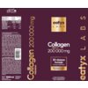 Opakowanie produktu "Kolagen EATYX Labs Premium 200000 mg Mango-marakuja (1000 ml)" w kolorze bordowym z białymi i złotymi napisami, zawiera informacje o składzie, wartości odżywczej oraz hasła takie jak "30-dniowa kuracja" i "Bez dodatku cukru". Widoczne jest logo "eatyx LABS" oraz oznaczenie "Collagen PREMIUM 200 000 mg".