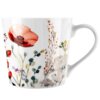 Porcelanowy kubek o pojemności 430 ml ozdobiony jest wzorem przedstawiającym kolorowe kwiaty, w tym maki, na białym tle. Kubek ma klasyczny kształt z wygodnym uchwytem.