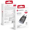 Opakowanie ładowarki sieciowej FORCELL F-Energy A130101-E 30W w kolorze czarnym, z przodu widoczny jest wizerunek ładowarki oraz napisy: "F-Energy USB-C Wall charger Ultra Slim GaN3 30 W", "Power Delivery QUICK CHARGE 4.0 30 W", "GAN3 ENHANCED EFFICIENCY". Na odwrocie opakowania znajdują się szczegóły techniczne produktu, logo FORCELL oraz adres strony internetowej "www.forcell.pl".
