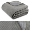Szara narzuta welurowa o wzorze jodełki, złożona i widoczna z bliska, z detalami materiału i przeszyć. Produkt opisany jako "Narzuta 220 x 240 Jodełka Welurowa Caden 01".