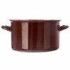 Brązowy garnek emaliowany o pojemności 6,5 litra i średnicy 26 cm, z dwoma uchwytami po bokach. Powierzchnia garnka jest gładka i błyszcząca.