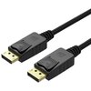 Czarny kabel DisplayPort o długości 5 metrów z dwoma złączami, na których widoczny jest symbol "D". Złącza mają złote styki i przyciski blokujące.
