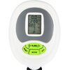 Na zdjęciu widoczny jest panel sterowania roweru magnetycznego z wyświetlaczem LCD, na którym znajdują się odczyty: "0.0 SPEED", "2:00 TIME", "0.80 DIS.", "7 CAL", "P PULSE". Poniżej wyświetlacza znajdują się trzy zielone przyciski z napisami: "RESET", "M