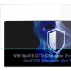 Na zdjęciu widoczna jest folia ochronna z grafiką przedstawiającą tarczę na niebieskim tle. Na dole znajduje się tekst: "VW Golf 8 GTD Discover Pro Golf VIII Discover Pro 2020-24".