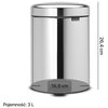 Kosz na śmieci BRABANTIA 113222 NewIcon 3L Srebny Pojemność [l] 3