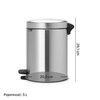 Kosz na śmieci z pedałem BRABANTIA 112621 NewIcon uszczelka przeciwzapachowa, malowany 5L Srebrny Pojemność [l] 5