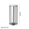 Kosz na śmieci z pedałem BRABANTIA 111822 NewIcon ciche zamykanie 30L Stal szczotkowana Pojemność [l] 30