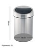 Kosz na śmieci uchylny BRABANTIA 363986 Touch Bin opcja zawieszenia na ścianie, wyjmowane wiadro 3L Stal matowa Pojemność [l] 3