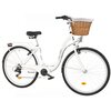 Rower miejski DAWSTAR Citybike S7B 28 cali damski 2024 Biały + Koszyk wiklinowy na rower VÖGEL VKS-502 Stylowy + Wkład do koszyka VÖGEL VKSC705W Biały
