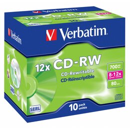 Płyta VERBATIM Jewel Case CD-RW, 700 MB, 12x (10 szt.)