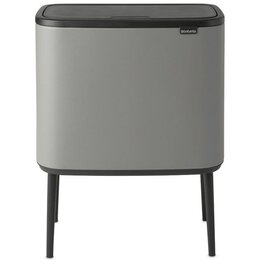 Kosz na śmieci do segregacji BRABANTIA Bo Touch Bin 127229 trzykomorowy, antypoślizgowe nóżki, stal 33L Szary