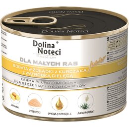 Karma dla psa DOLINA NOTECI Junior bogata w żołądki z kurczaka z wątróbką cielęcą 185 g