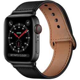 Pasek TECH-PROTECT LeatherFit do Apple Watch 4/5/6/7/8/9/SE/Ultra (42/44/45/49mm) Czarny