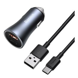 Ładowarka samochodowa BASEUS Golden Contactor Pro 40W Szary + kabel USB