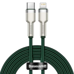 Kabel USB-C - Lightning BASEUS Cafule Metal 1 m Zielony