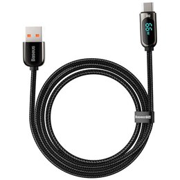 Kabel USB - USB-C BASEUS CASX020001 z wyświetlaczem LCD 66W 1 m Czarny