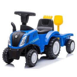 Jeździk SUN BABY Traktor z przyczepą New Holland Niebieski