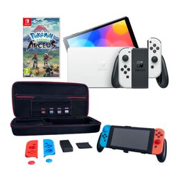 Konsola NINTENDO Switch Oled Biała + Pokemon Legends: Arceus Gra NINTENDO SWITCH + Etui MAD DOG NSA500