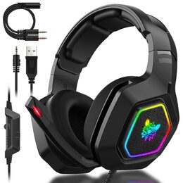 Słuchawki ONIKUMA K10 RGB Nauszne, Dźwięk przestrzenny Czarny